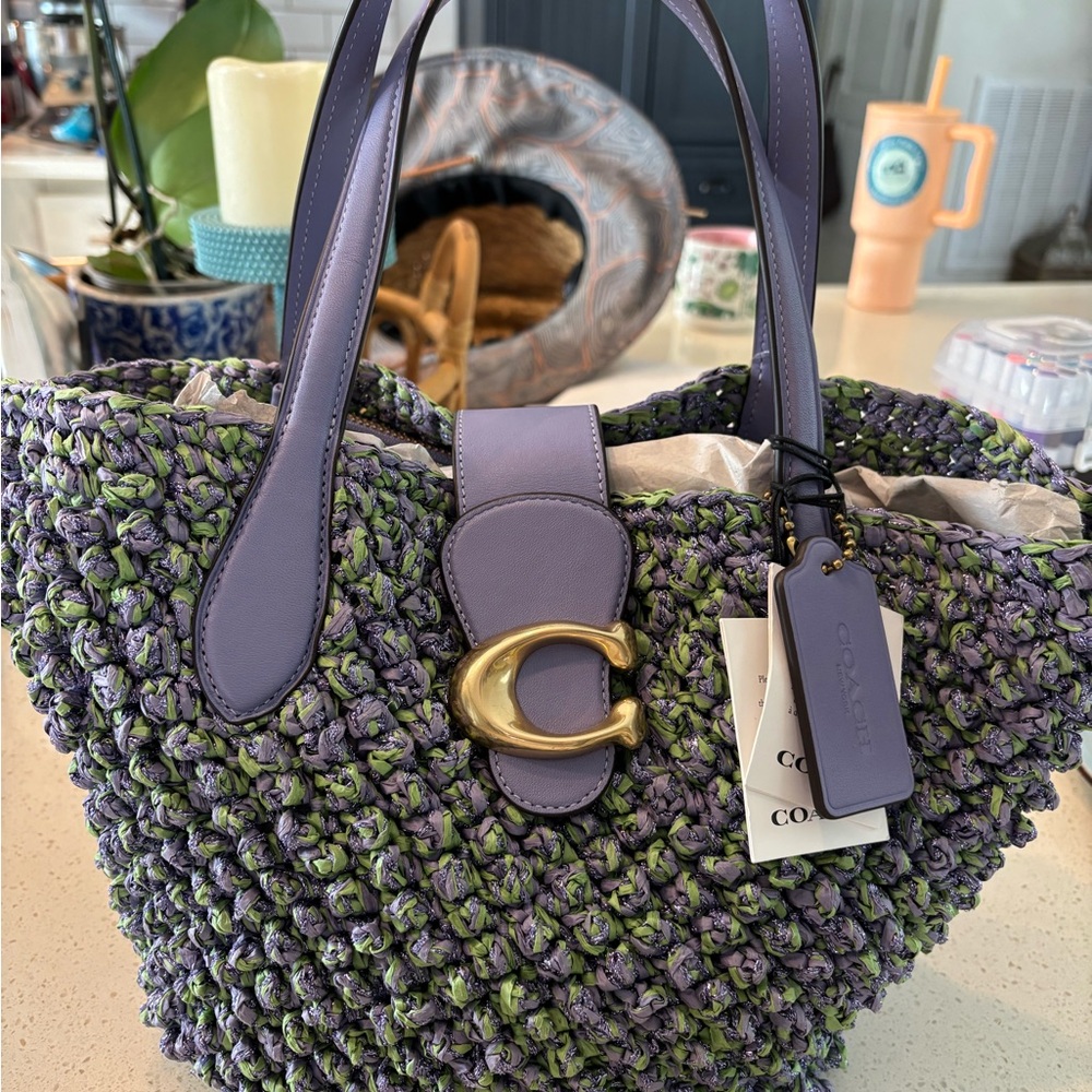 Coach Lavender and green Woven Tote NEVER USED NWT